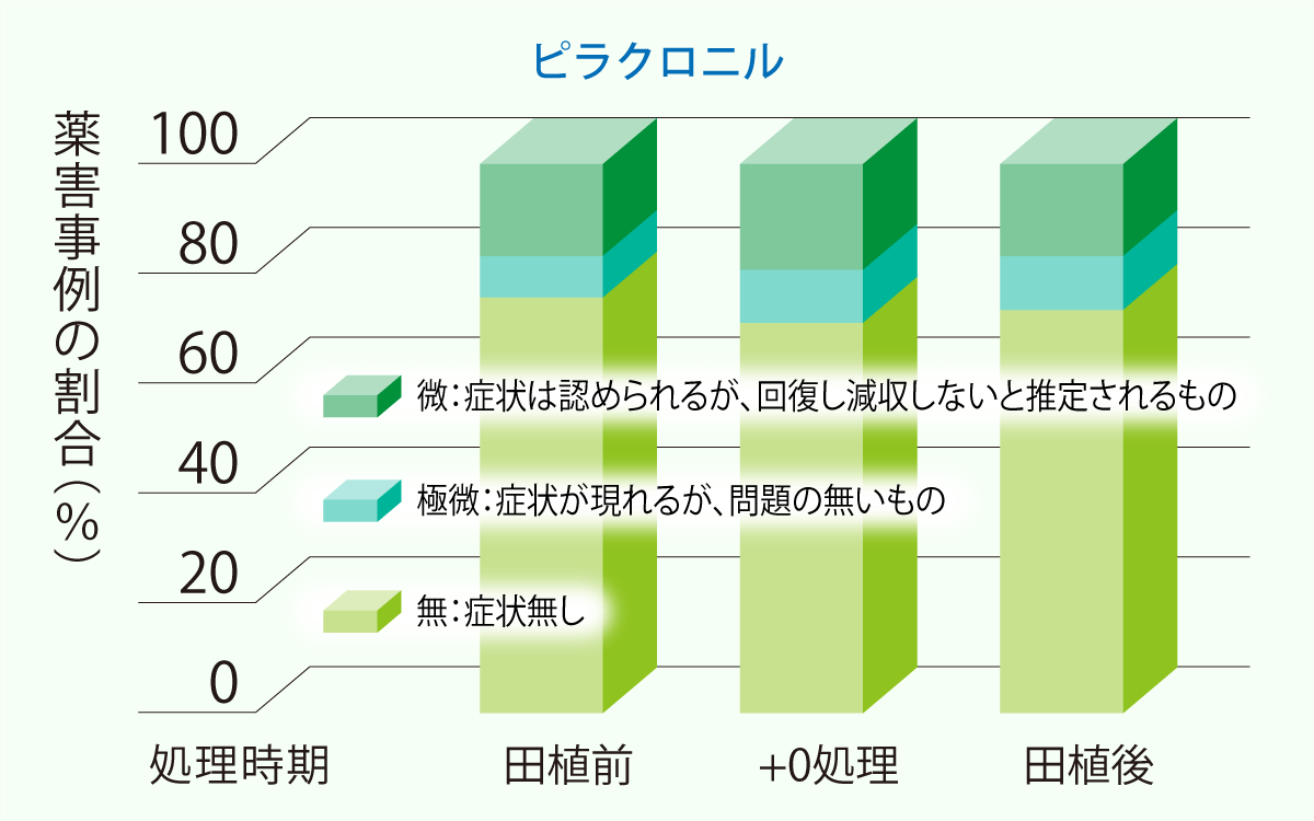 水稲への安全性を示す棒グラフ。